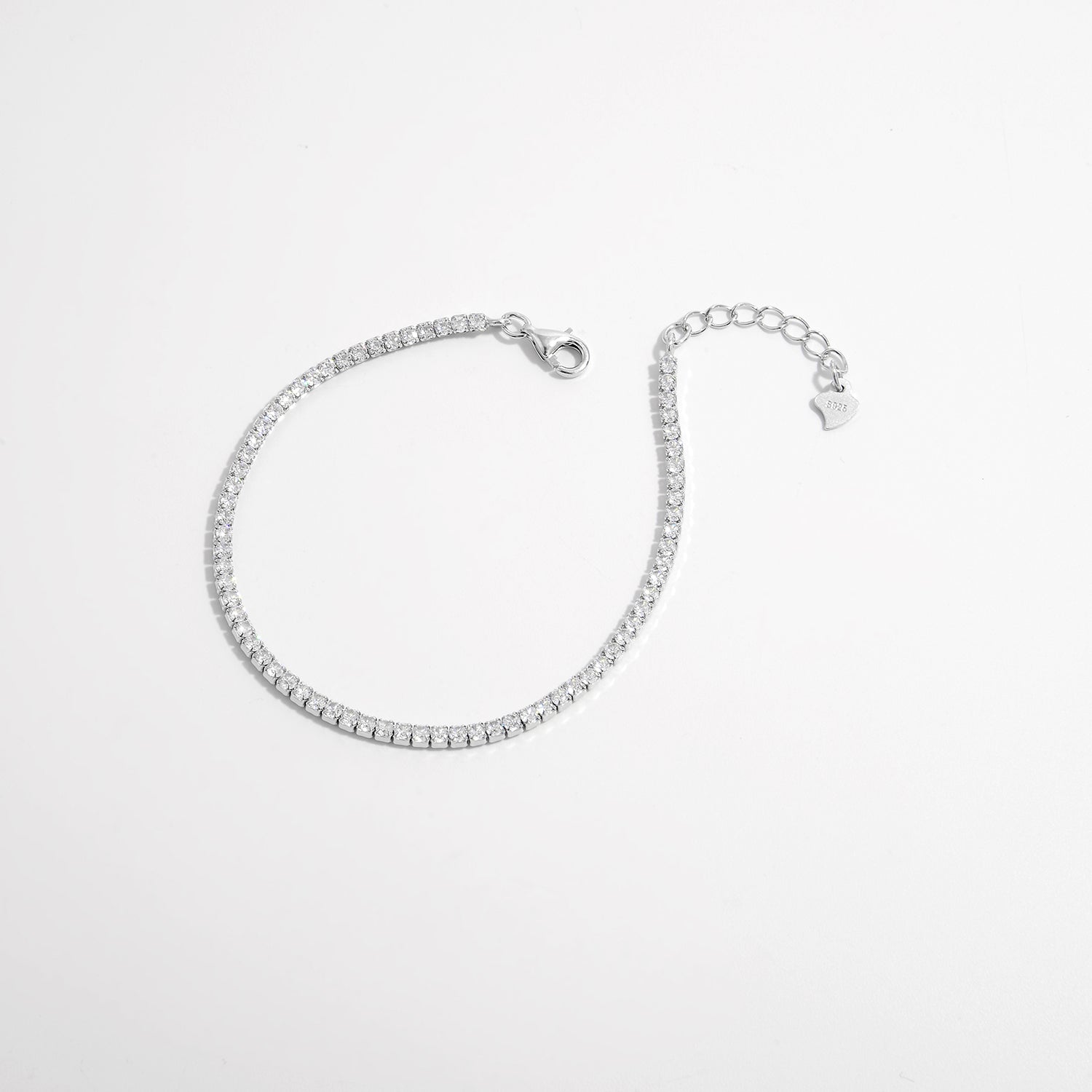 Zircon-Encrusted Silver Bracelet