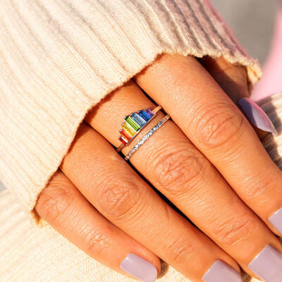 Dobbeltlag Zircon Sølv Ring