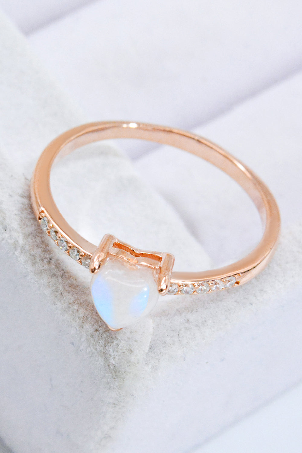 Rose Gold Moonstone Heart Ring