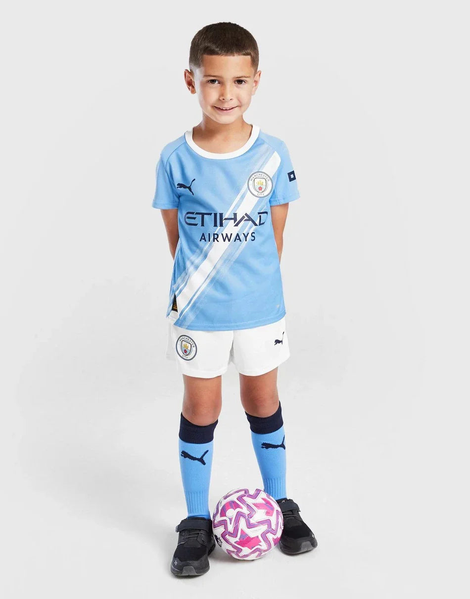 2025/2026 Manchester City Børne Fodbold Sæt - Hjemmebane
