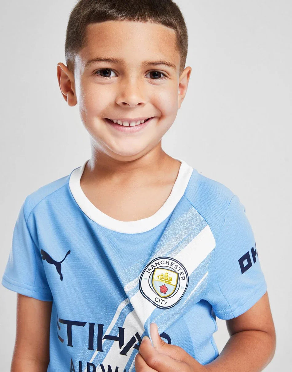 2025/2026 Manchester City Børne Fodbold Sæt - Hjemmebane